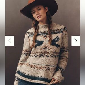 Anthropologie Pilcro Long-Sleeve Mock-Neck Bird Sweater